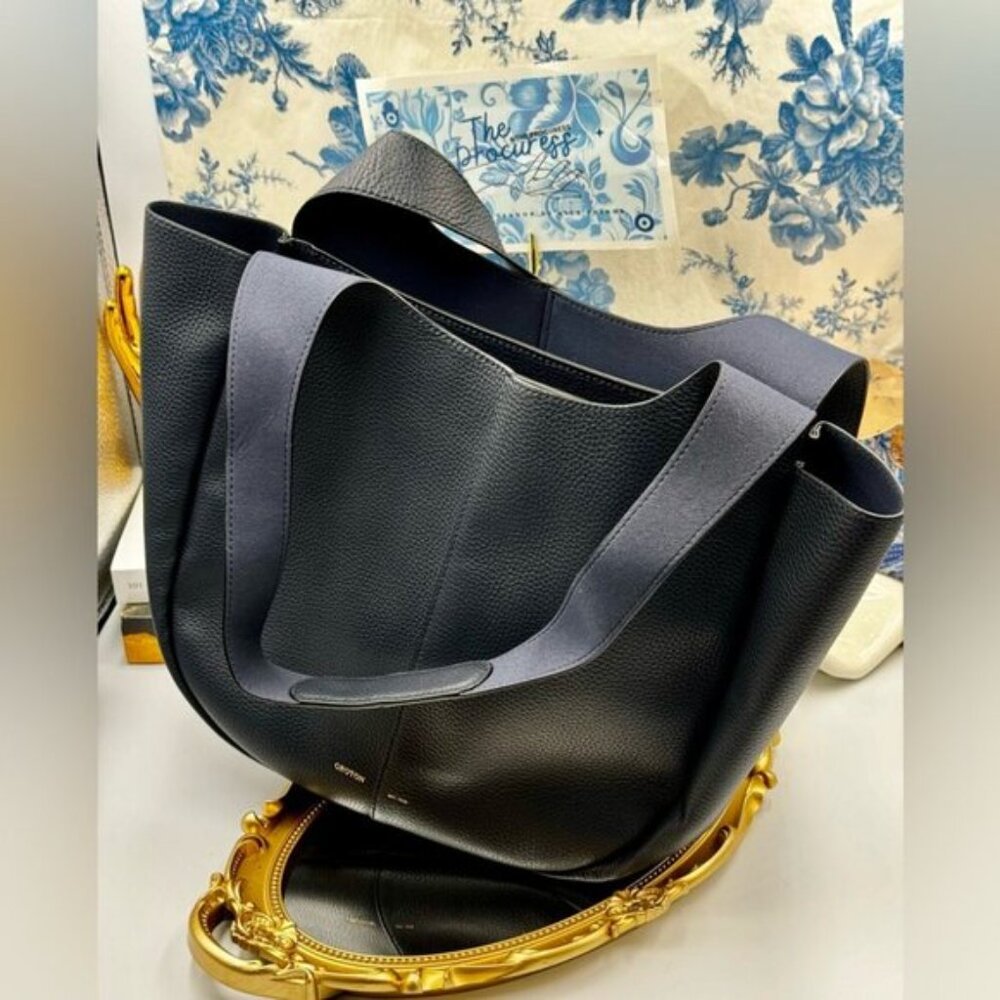 🆕 OROTON 🧿 NWOT Emilia Tote Bag, Navy Blue Leather - Picture 5 of 13